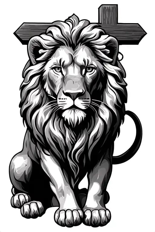 Lion With Jesucrist Cross