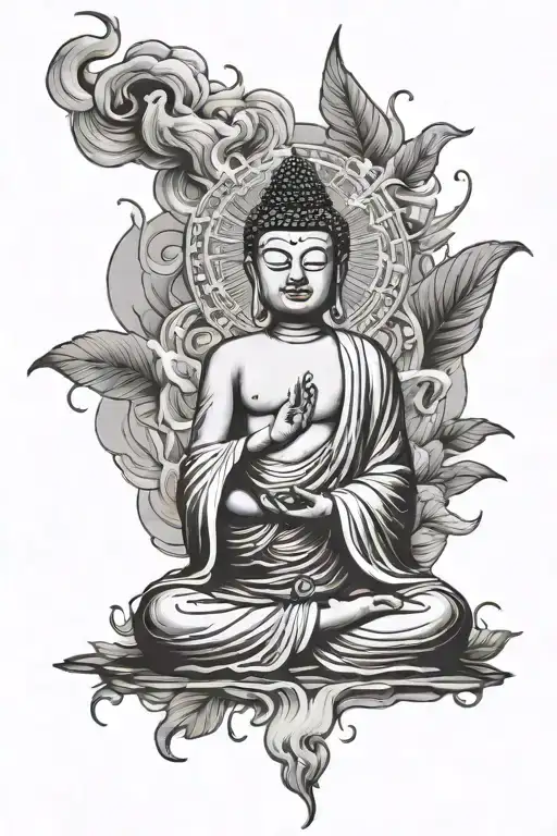 Buddha Pose And Smokes