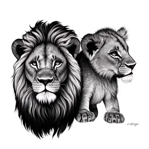 Lion And Lion Cub
