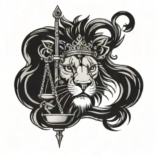 Lion Head Biting Scales Of Justice