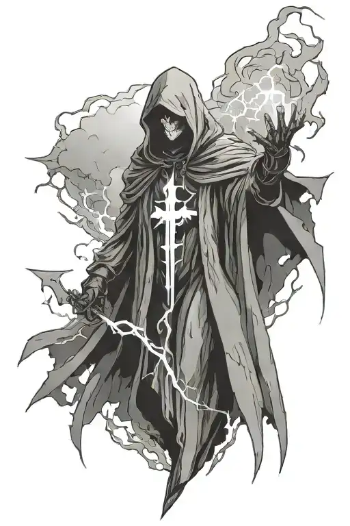 Lightning Death Ghost Black Cloak