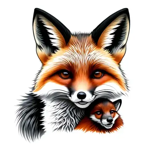 Mom And Baby Fox