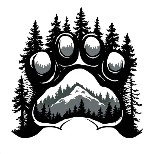 Dog Paw With Forest Scene