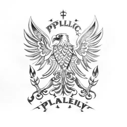 Polish Eagle Crest With Doug Fir And Palm Trees