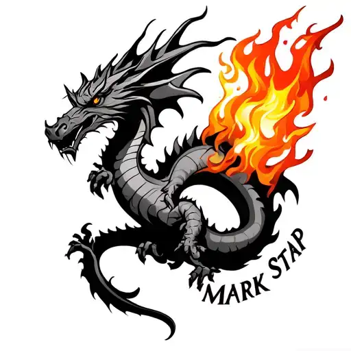 Dragon Blowing Fire With The Name Mark Stapp In The Flames