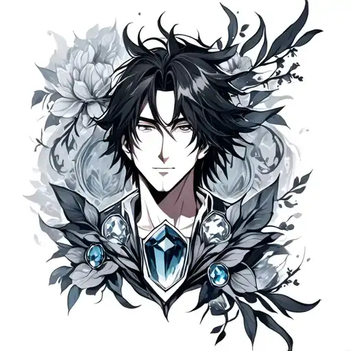 Male Anime Tattoo With Birth Stones