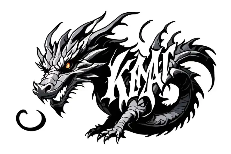 Dragon That Is Made Like A Metal Font Writing Poetry