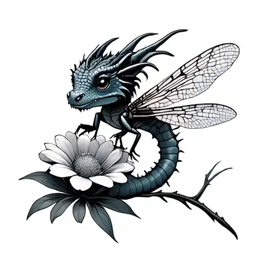 Baby Dragon Fly With A Flwer