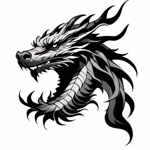 Tribal Dragon Head Profile Holding