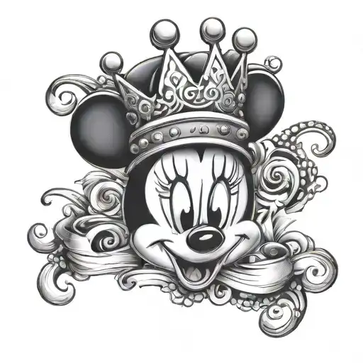 Minnie The Name In Cursive With A Little Heart And A Queen Crown But Not The Mouse Minnie