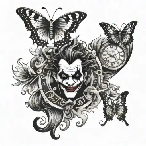 Joker And Time And Phoenix And Money And Butterfly