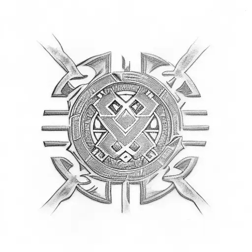 Polynesian Full Chest Tattoo With The Word Mdvllo In The Middle