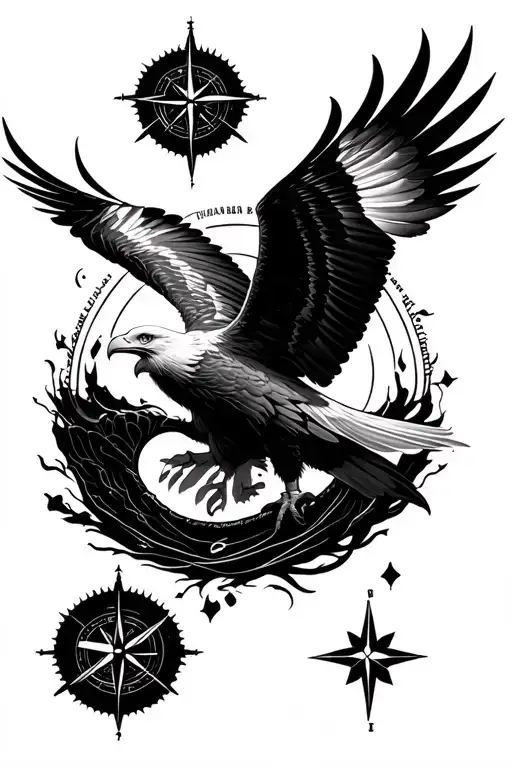 Feminine Compass Eagle Soaring Delicate