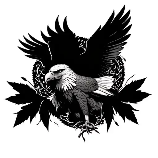 Eagle Leaves Branches Reaching Towards