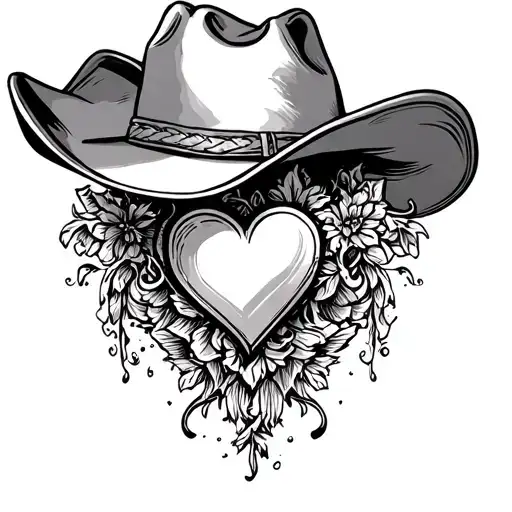 Heart Cowboy Hat Surrounded