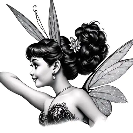 Tinker Bell As A Pinup Tattoo Design Realistic Portrait