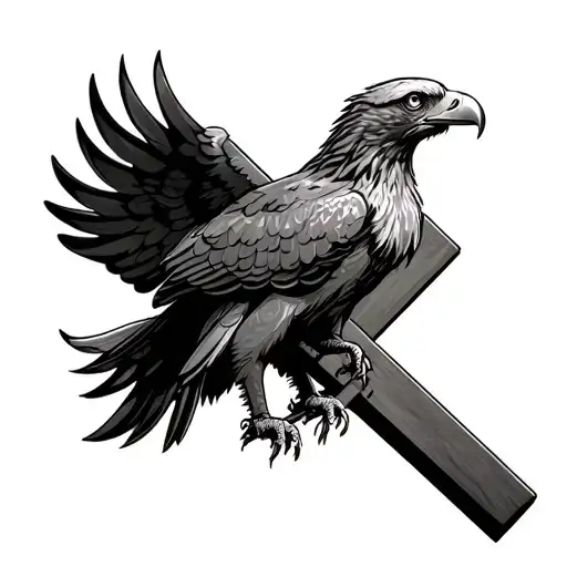 Eagle Sitting On A Cross