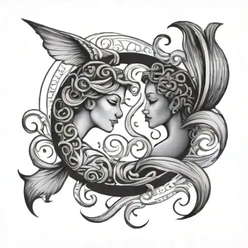 Feminine Aquarius Pisces Symbol Intertwined