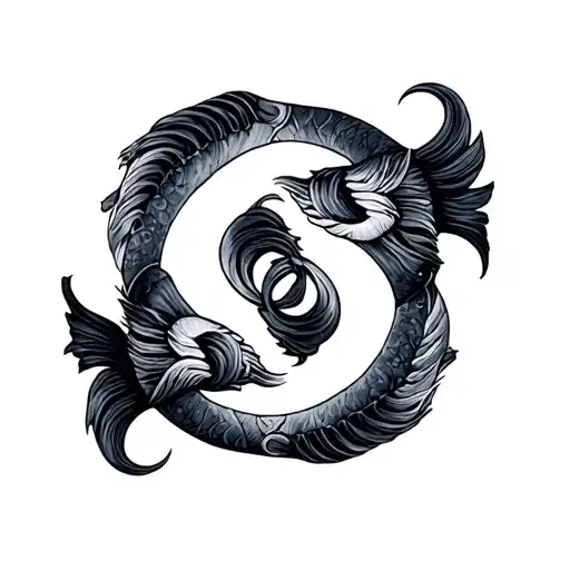Pisces And Aries Symbol Intertwined