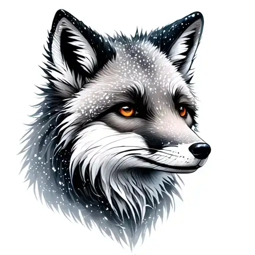 Arctic Fox Japanese Style With Snow