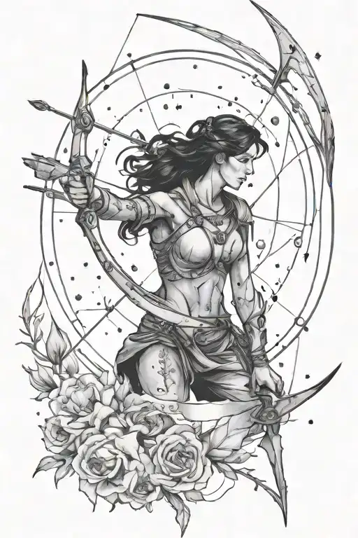 Sagittarius Archer Female With Orion Constellation Male