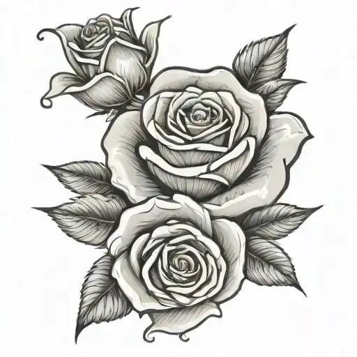 Baby Inscription Behind Rose In Old School Tattoo Style