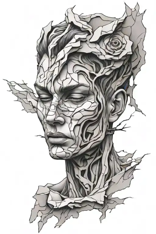 Marble Sculpture Broken Face