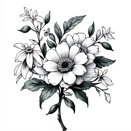 Marigolds And Snowdrop Flower Vine Around Shoulder