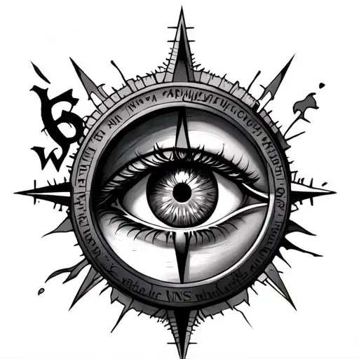 Third Eye In An Hourglass And Compass