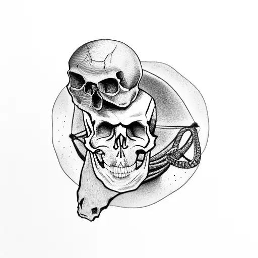 Skull On A Hammock In The Desert With A Camel