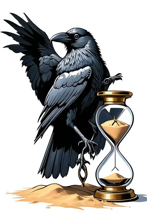 Plague Crow And Hour Glass With Sand