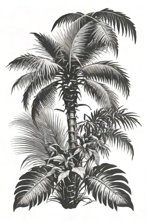 Palm Tree And Leaves Growing