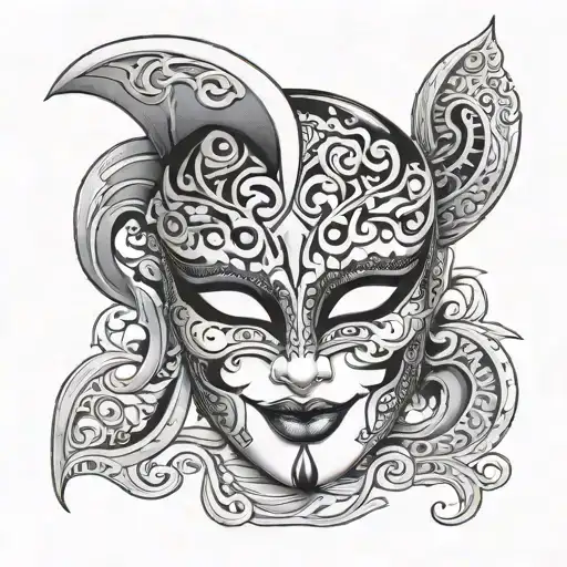 Broken Smiling Venetian Mask Tattoo Idea