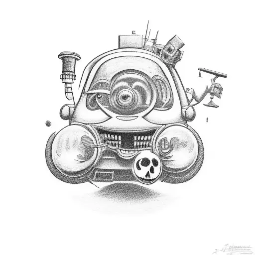 A Goofy Cartoon Engineer Surrounded By 80'S Horror And Comedy Characters