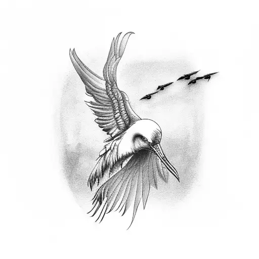 Crane Bird Holding The Skull