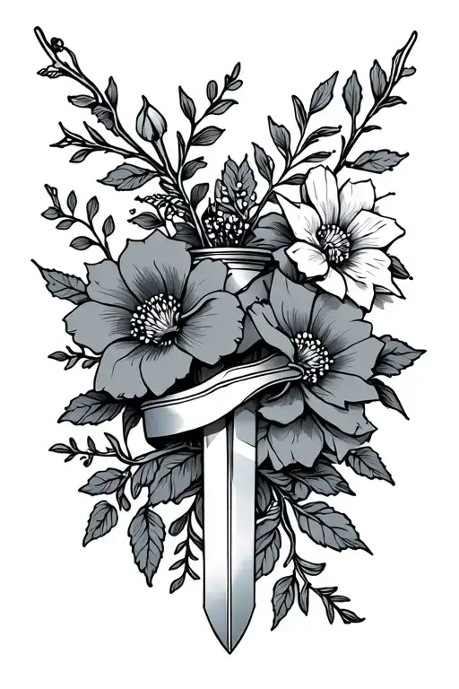 Dagger With Flowers And Vines Wrapped