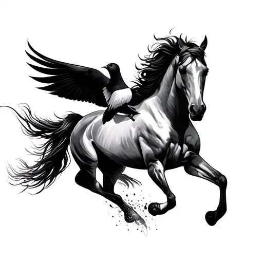 Running Horse Turning Into Birds