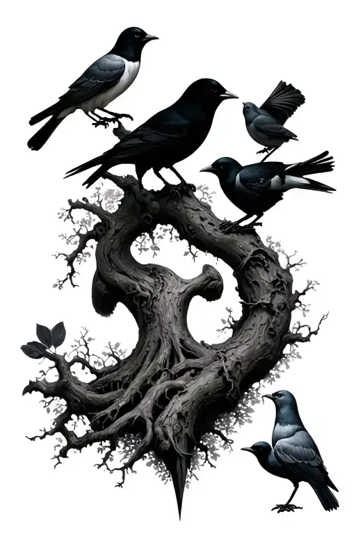 Poison Tree With 5 Birds Arround De Neck