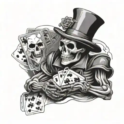 Skeleton Playing Poker Cards