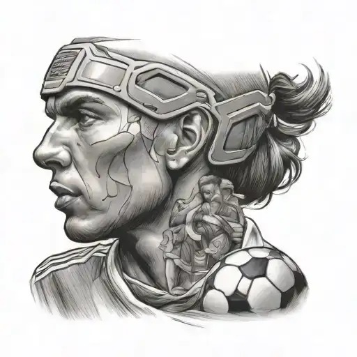 A Portrait Of A Soccer Player's Face With A Soccer Ball As Their Eye