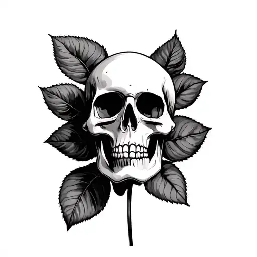 Dead Head With A Rose In The Background