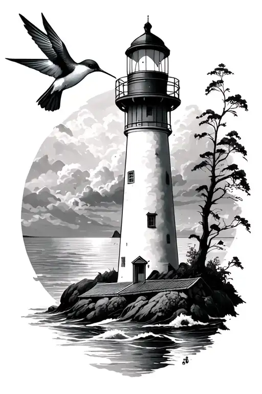 Lighthouse And Hummingbird Surrounded