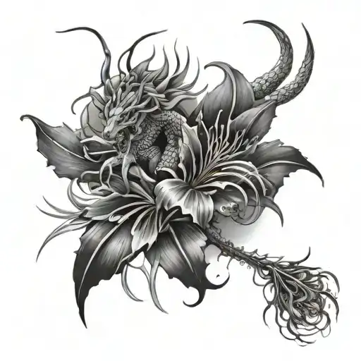 Dragon And Red Spider Lily