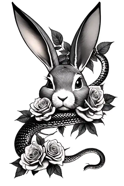 Playboy Bunny Snake In The Background And Roses At The Front