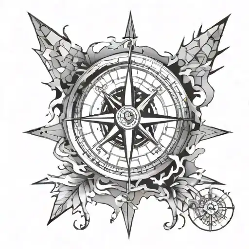 Compass With Broken Glass Shaped Like Michigan