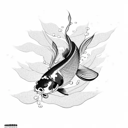 A Graceful Koi Fish Swimming Through A Sea Of Cherry Blossom Petals