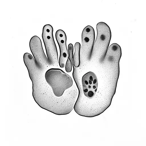 Dog Paw Print And Two Cat Paw Prints