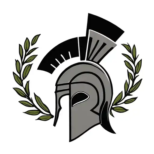 Spartan Helmet With Olive Branches Circling Around It