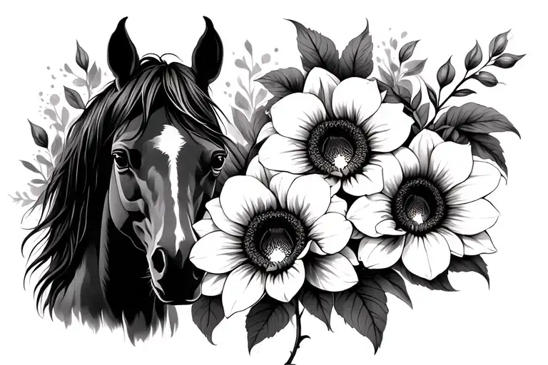 Horse And Orchid And Sunflower