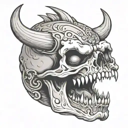 Demon Skull With Open Mouth